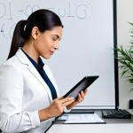 **

A professional and organized service manager at a clean desk, reviewing a schedule on a tablet. The office background includes plants and a whiteboard with neatly written tasks. She is wearing a modest business casual outfit, fully clothed, appropriate attire. Safe for work, family-friendly, perfect anatomy, correct proportions, well-formed hands, natural pose, high quality.

**