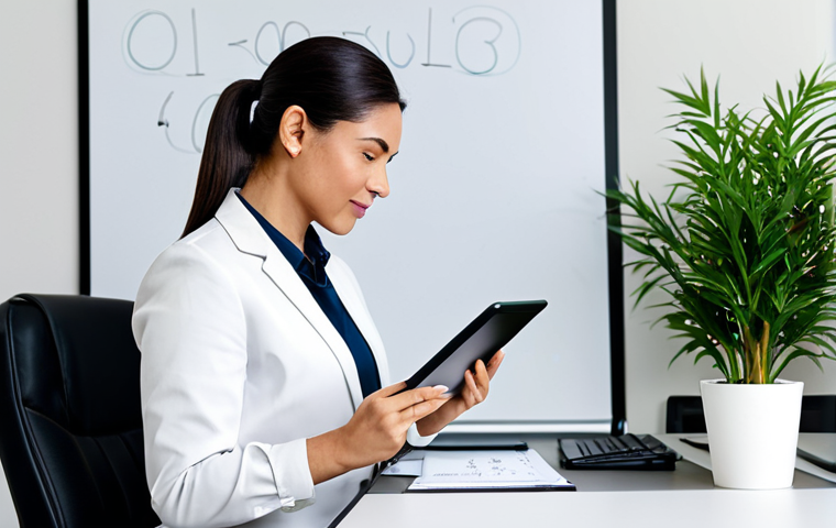 **
A professional and organized service manager at a clean desk, reviewing a schedule on a tablet. The office background includes plants and a whiteboard with neatly written tasks. She is wearing a modest business casual outfit, fully clothed, appropriate attire. Safe for work, family-friendly, perfect anatomy, correct proportions, well-formed hands, natural pose, high quality.
**