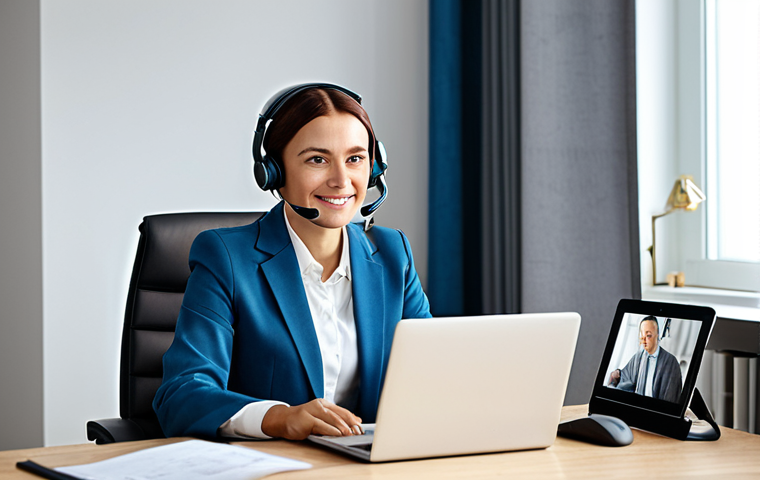 서비스관리사와 성공적인 워라밸 유지 - Smart Workflow Efficiency**

"A service manager working at a bright, modern office desk, using a CRM...